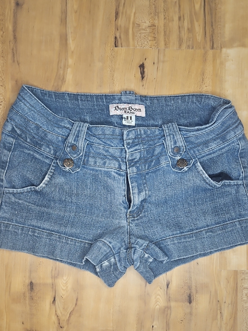 Boom Boom Jeans Junior's Faded Blue Denim Shorties